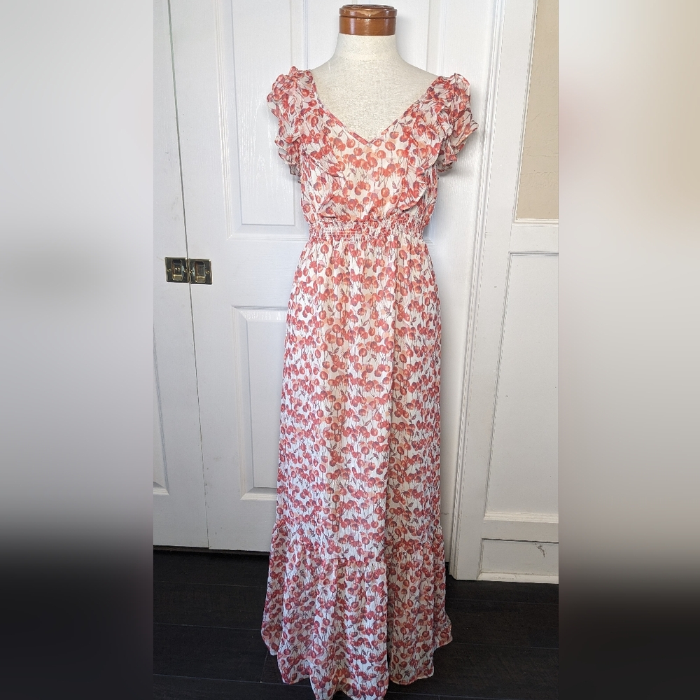 🍒 Cherry Ruffle Sleeve Maxi Dress Lauren Conrad 🍒